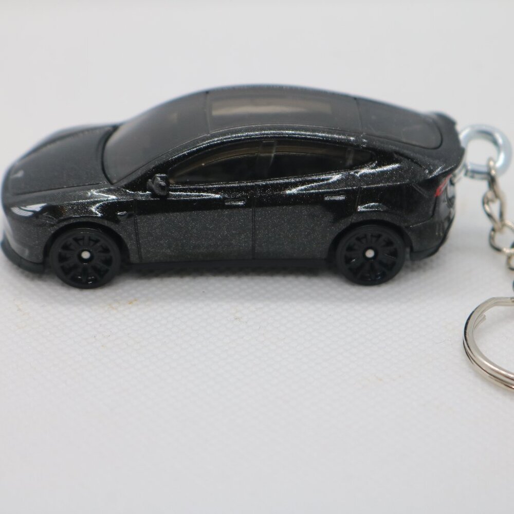 Hot Wheels black Tesla Y model Green Speed custom keychain